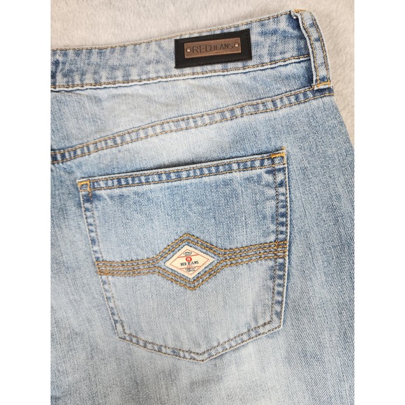 NWT Red Jeans NYC Graffiti Distressed High Waisted Denim Straight Leg Size 12 - Picture 4 of 15